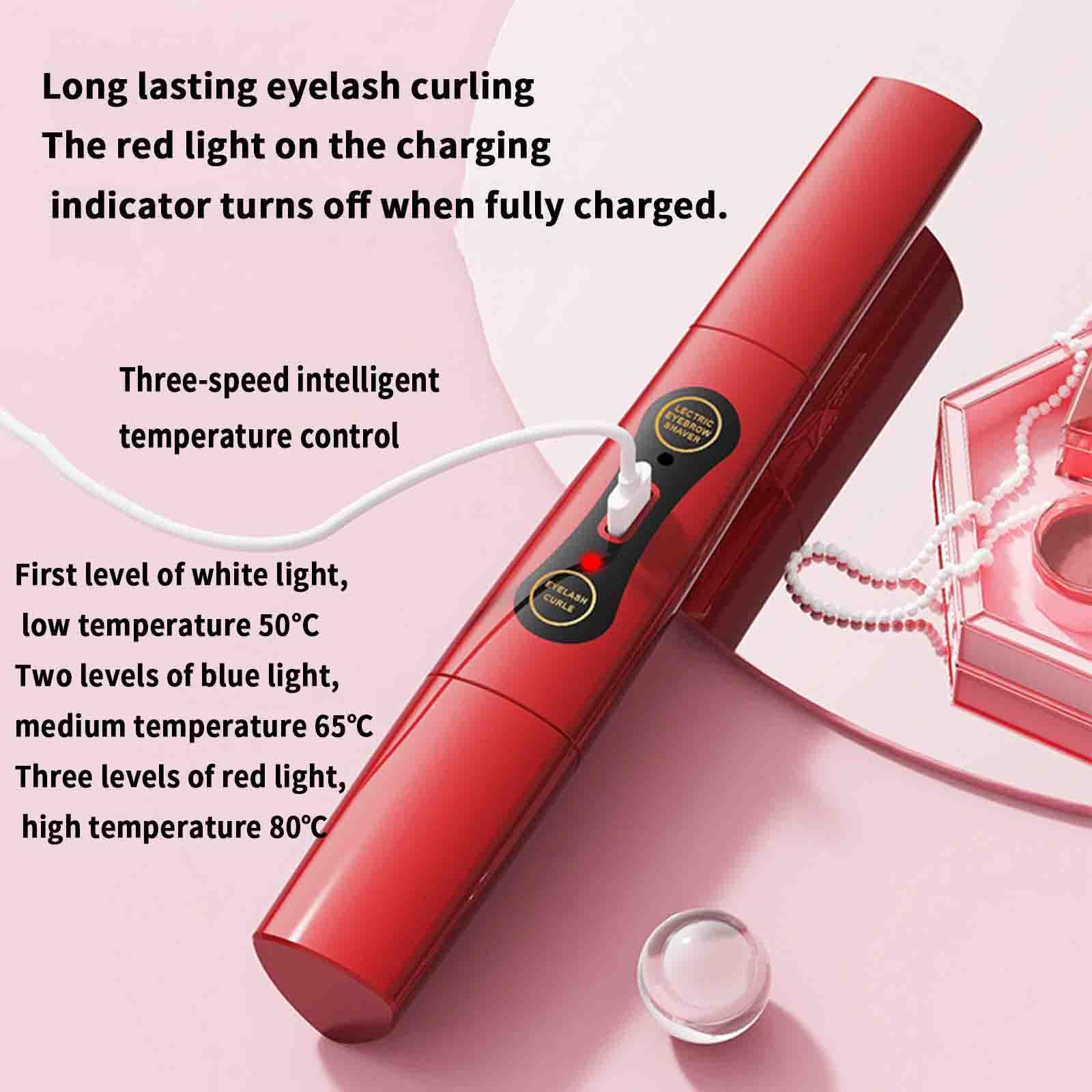 Piegaciglia Elettrico Riscaldato Piega Ciglia Donna Con Pettine Incorporato Usb Ricaricabile Electric Eyelash Curler with Brush with Comb Rifinitore Sopracciglia 2 In 1 (pink)
