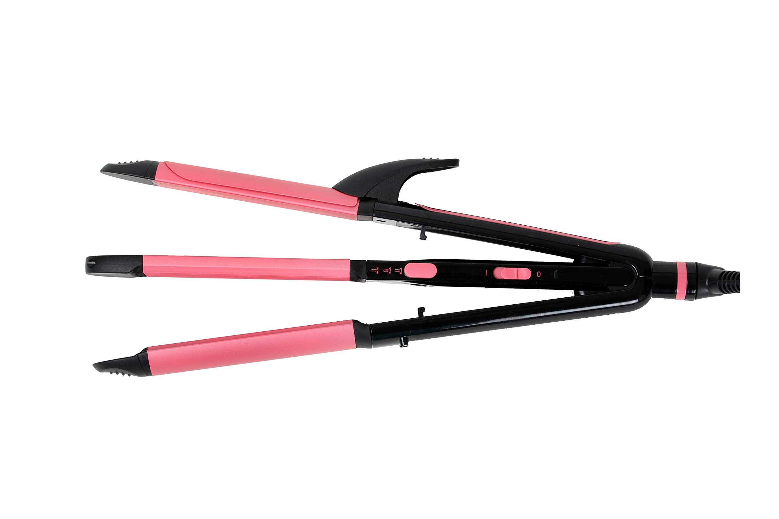 Kaiv Hair Styler 3 IN 1 with Straightener, Curler & Crimper - Ceramic Coated Plate 25MM Barell and 200 Degree Temeprature in Pink Color