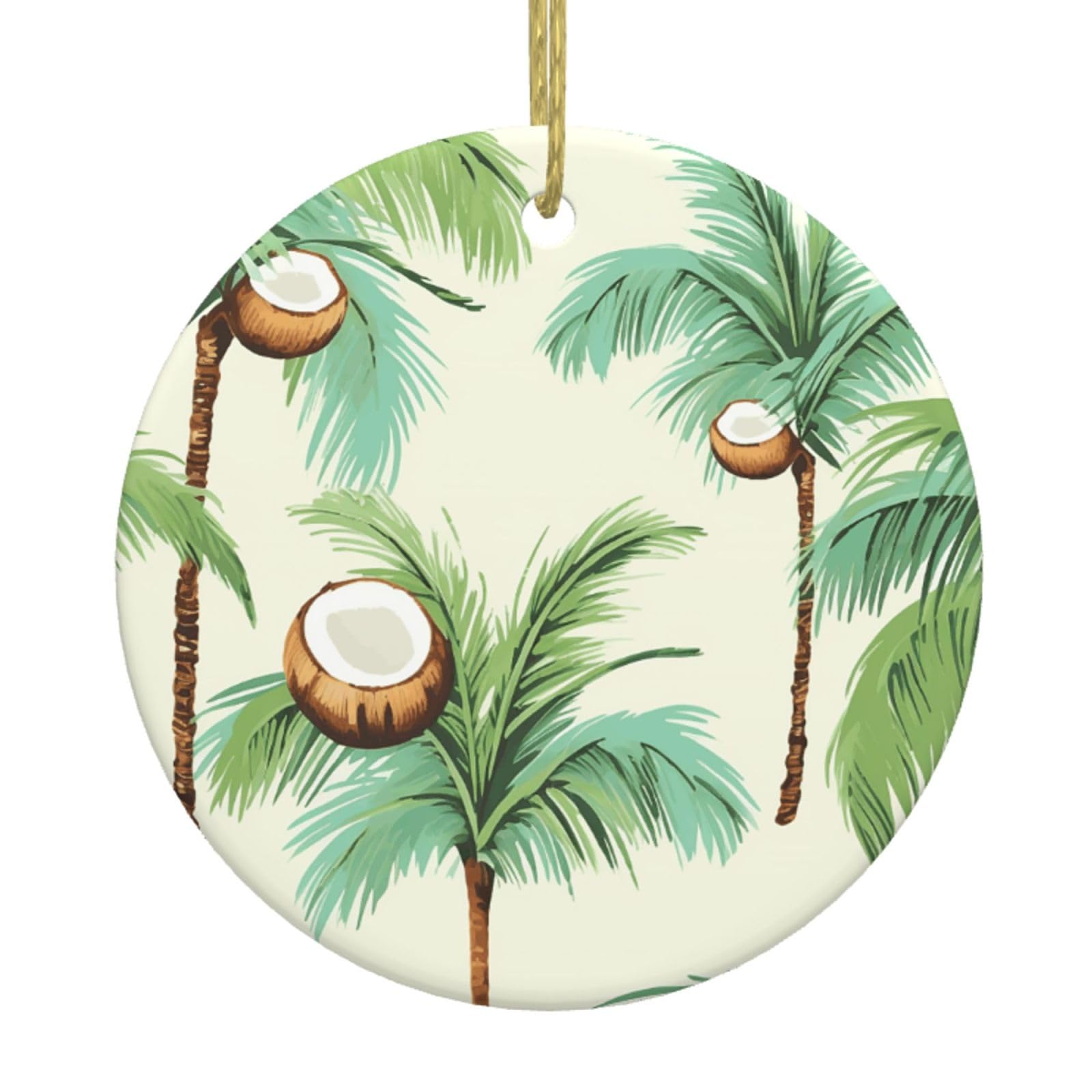 Fodpand Women's White Summer Coconut Tree Christmas Ornaments 2025, Gift Exchange For Men, Collectible Ceramic Ornament Round Hanging Ornaments For Christmas Tree Decoration