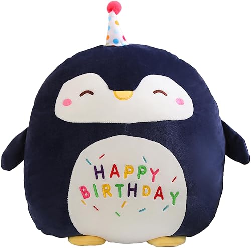 Litence Peluche de pingüino lindo animal de peluche suave de feliz cumpleaños pingüino peluche almohada juguete regalo para niños y niñas decoración disponible en Yaxa Colombia
