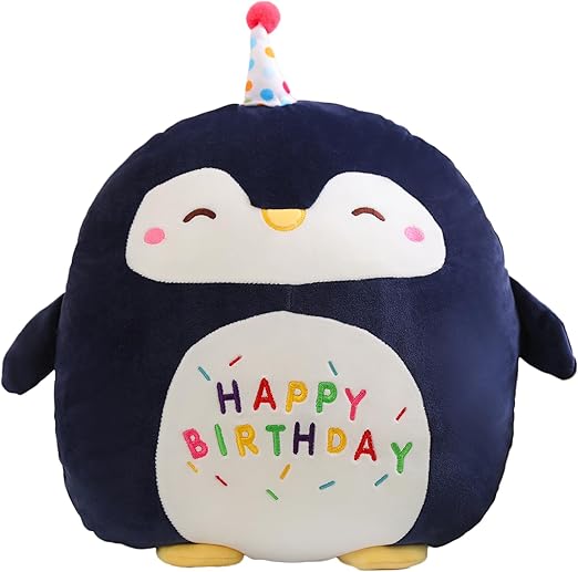 Cute Penguin Plush Stuffed Animal Soft Happy Birthday Plushies Pillow Toy Gifts for Boys and Girls Home Decor