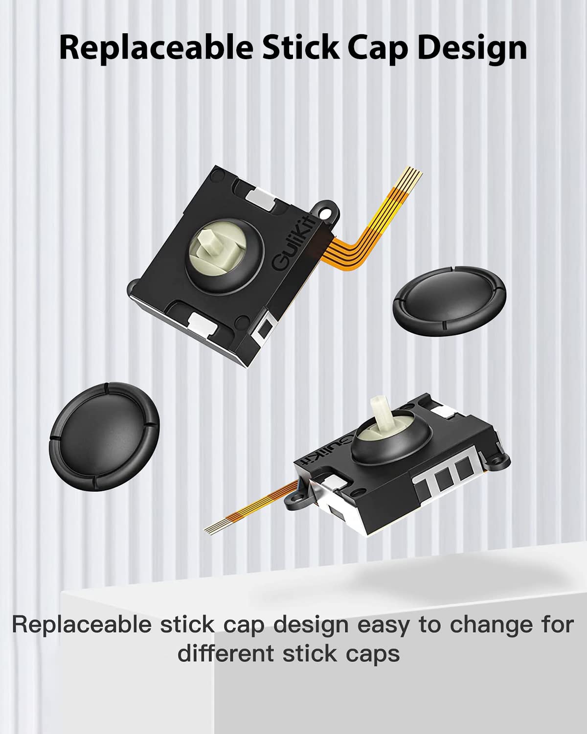 No Drift GuliKit Switch Joycon Joystick Replacement, Hall Effect Joystick for Switch/Switch OLED/Switch Lite, 2 Wrist Strap for Switch Joycon Controller, Thumb Grip Caps & Repair Kit (1 Pair) 4