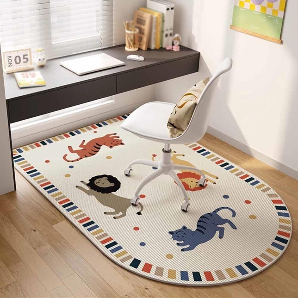 SSDDLZEQ Premium durable range Multifunctional Wooden Floor Protection For Modern Computer And Gaming Chairs(Lion Tiger,80x160cm)