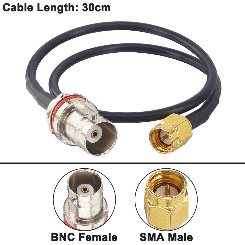 2-Pack BNC Female To SMA Male RG174 Cables - 12-Inch 50 Ohm Coaxial Jumpers For Radio & Wireless Equipment