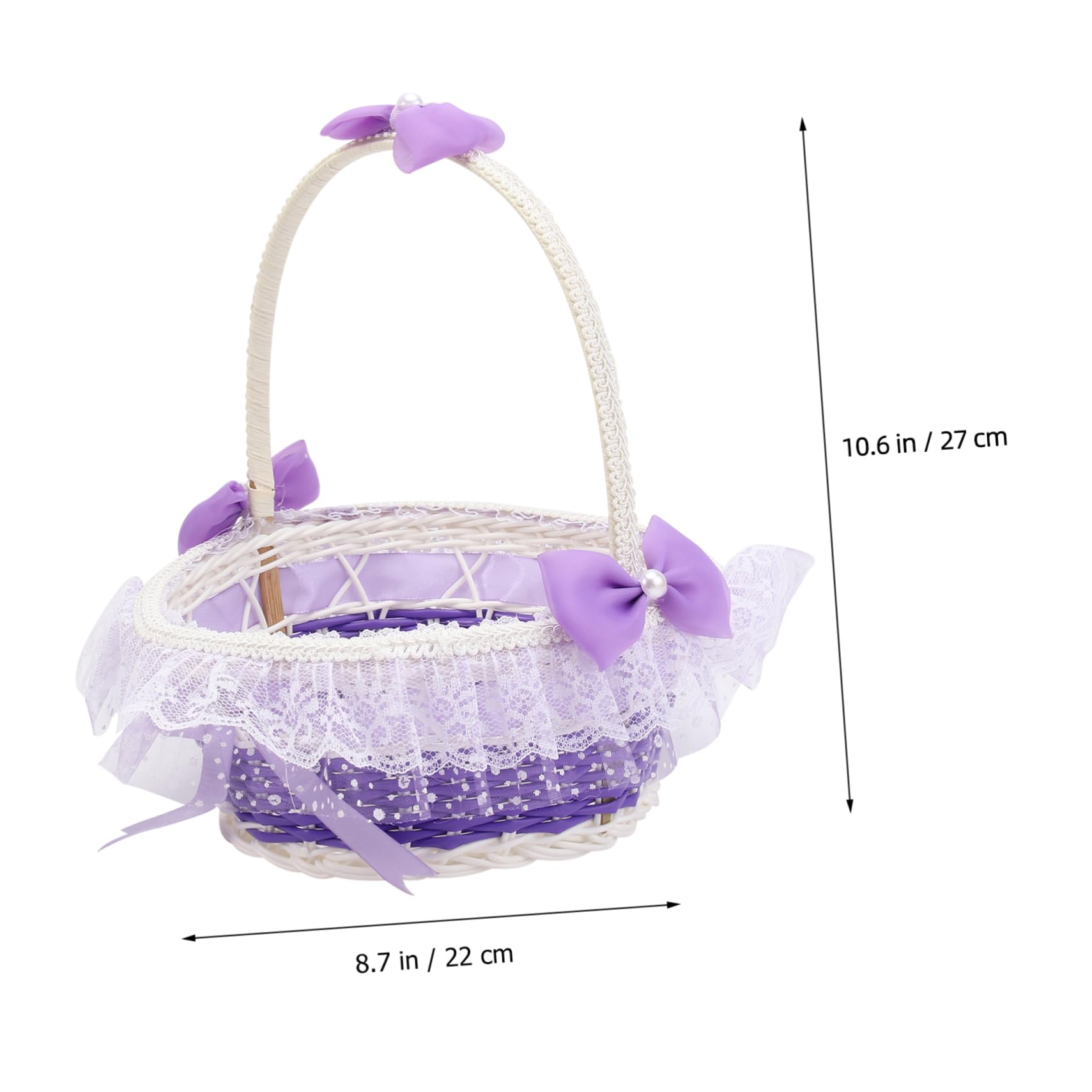 GALPADA 1pc Girl Petal Basket Makeup Display Basket Flowers Basket Lace Bowknot Baskets Handle Purple Candy Wedding Delicate Basket Toddler Snack Basket Portable Plastic