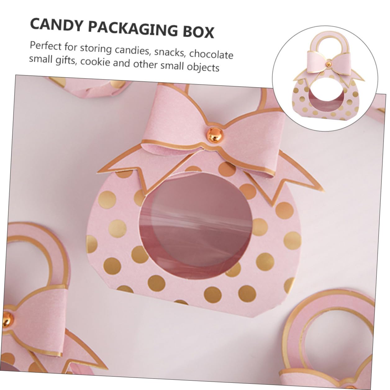 BESPORTBLE 50 Pezzi Souvenir Box Manico e Fiocco Elegante in Carta Rosa 6,5x3,5x13 Cm per Nozze e Party