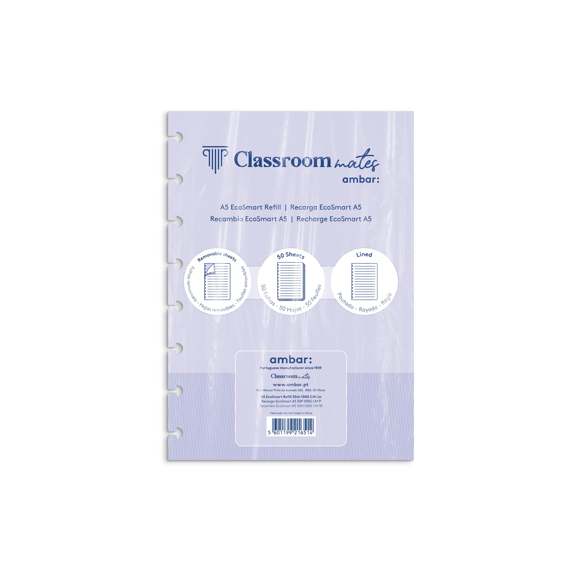Recambio EcoSmart A5 50Hojas 100G ClassroomMates 1 Raya