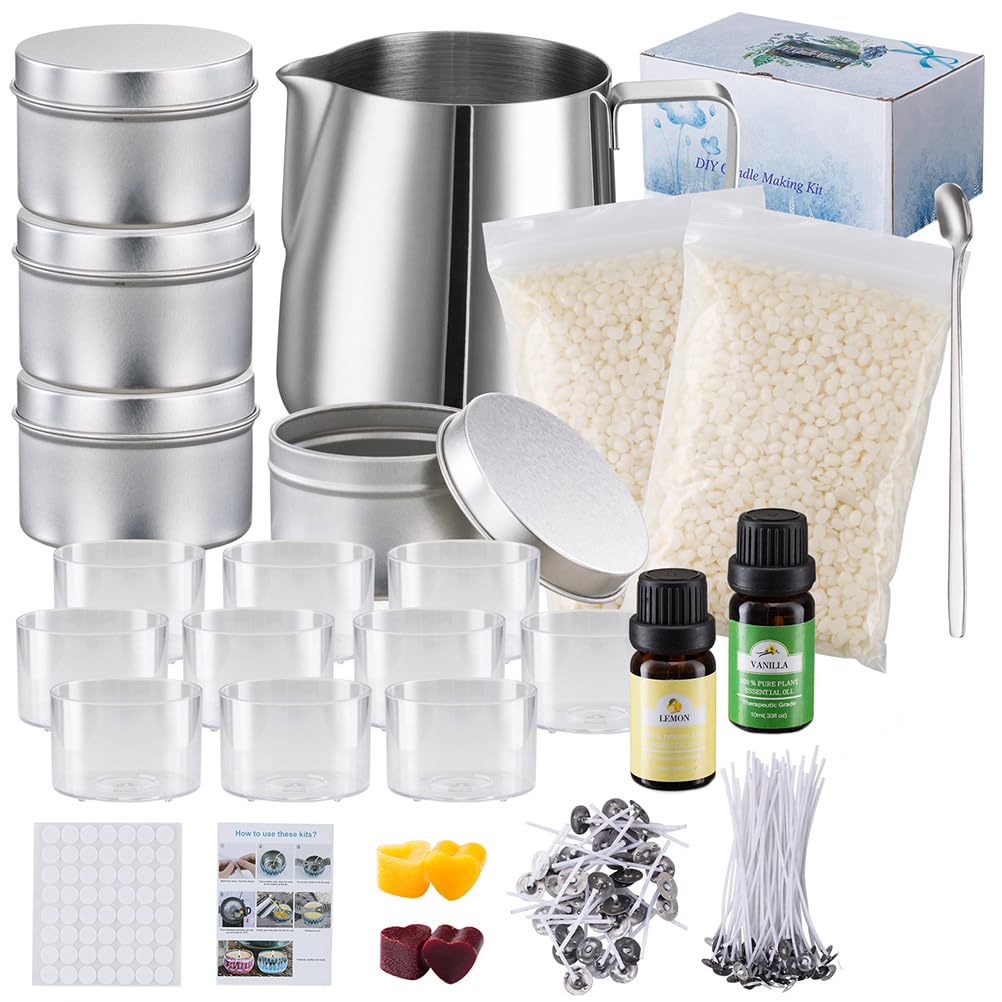SHINEOFI Vaso para Velas DIY de Acero Inoxidable, 1 Juego para Hacer Velas
