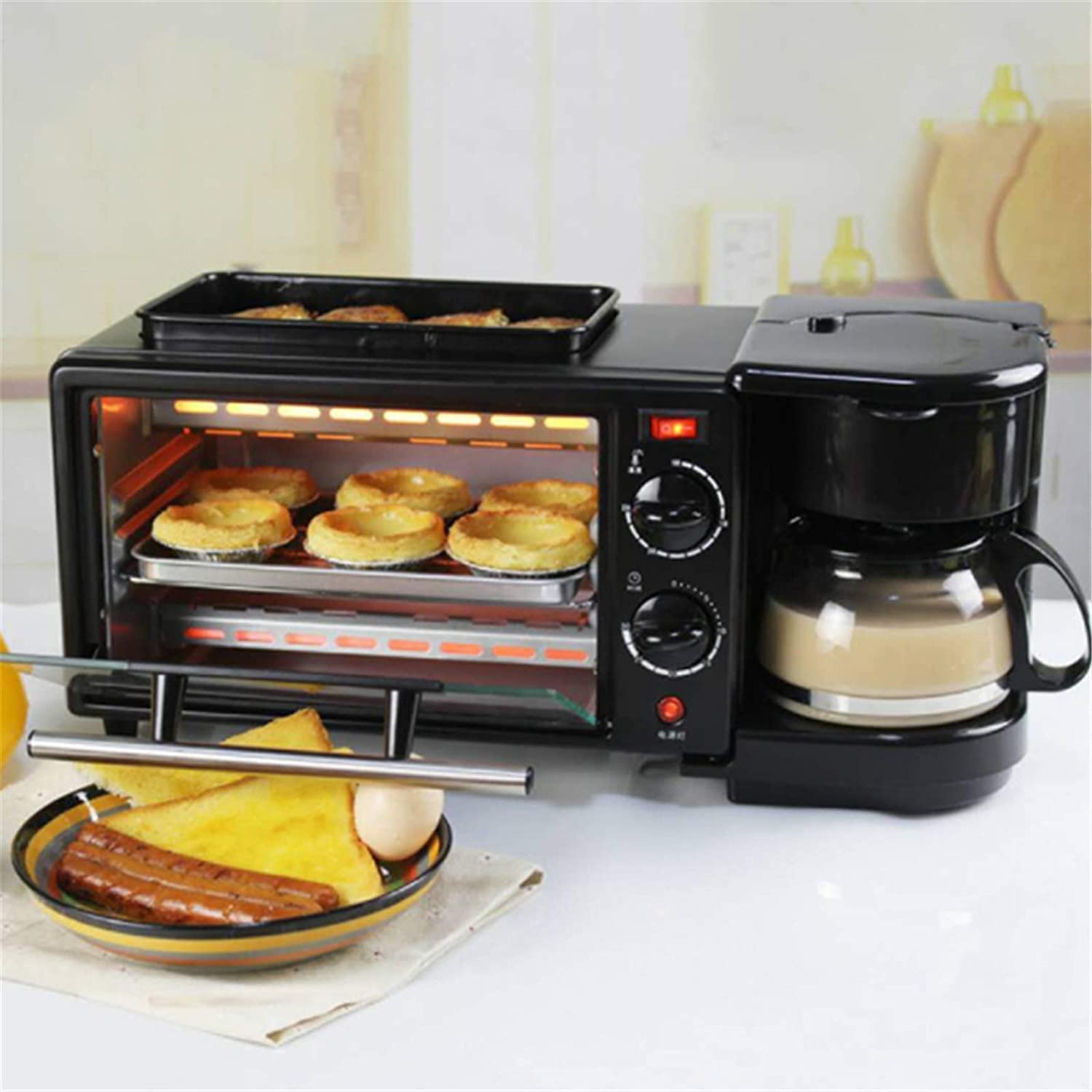 Forno Premium Convezione Fornello alogeno Fornello Caffettiera Teppanyaki Maker Multifunzione 3 in 1 Facile da Pulire Ideale per arrostire, cuocere al Forno Utile