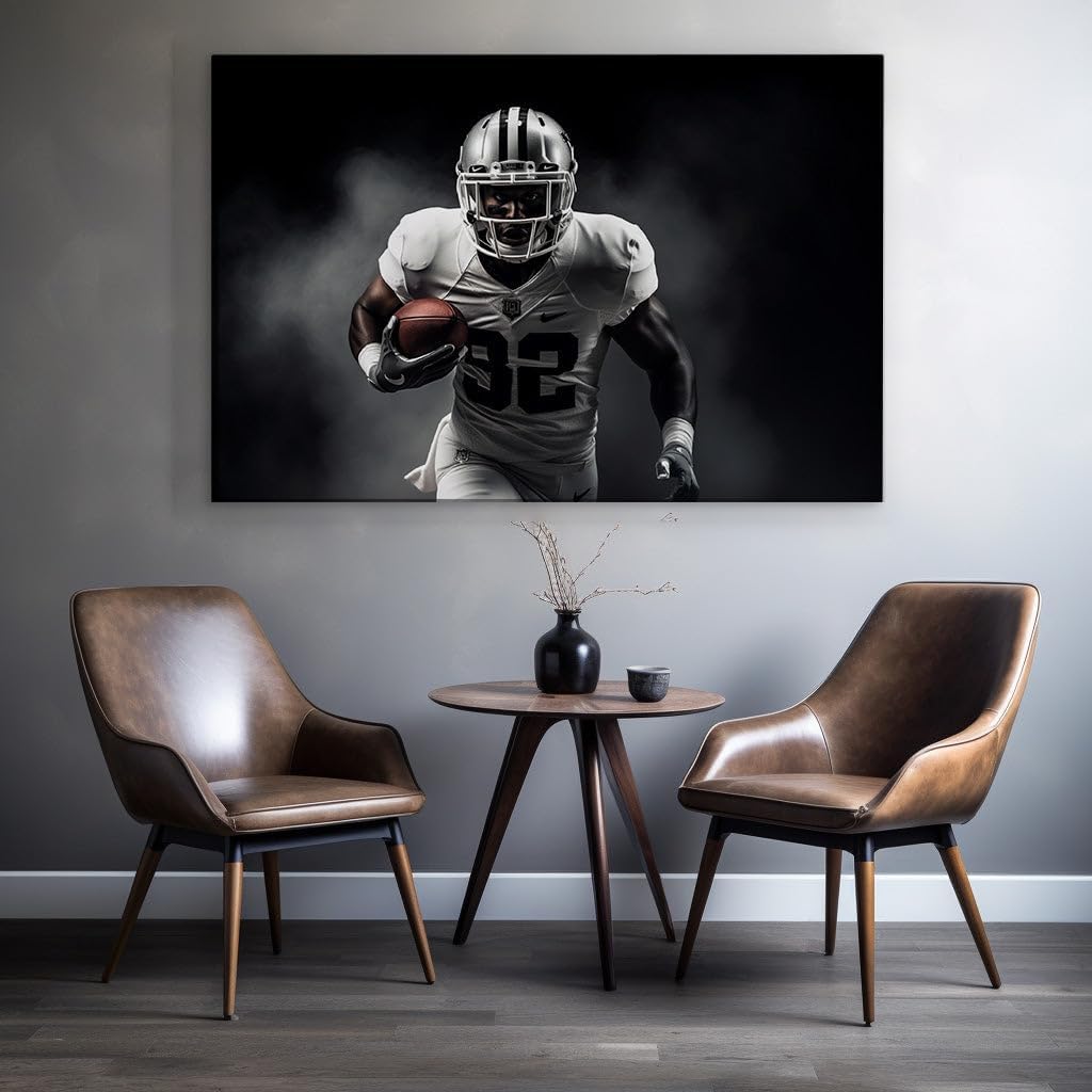 Canvas for Living room. Unleashing Greatness Within The Gridiron Warrior Number 82, 27 x 18 inch Canvas Wall Art - Ready to Hang