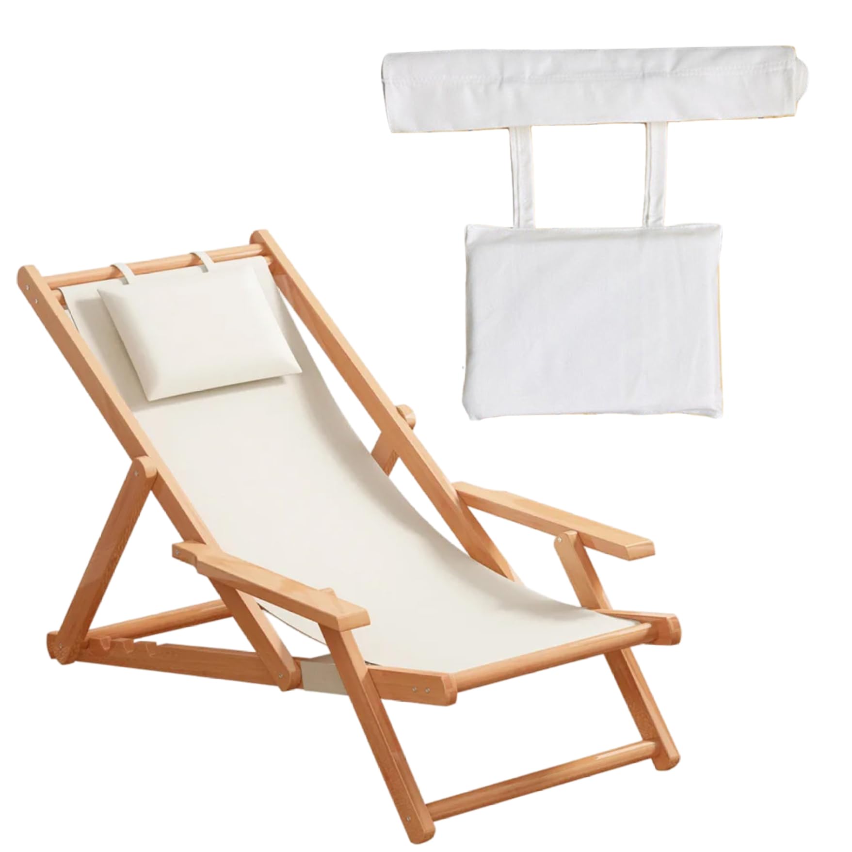 NASSMOSSE Sling Chair Replacement Fabric, 45x17 Inch Thicken Oxford Cloth Foldable Portable Patio Chair Replacement Fabric for Patio Lounge Chairs, with Pillow