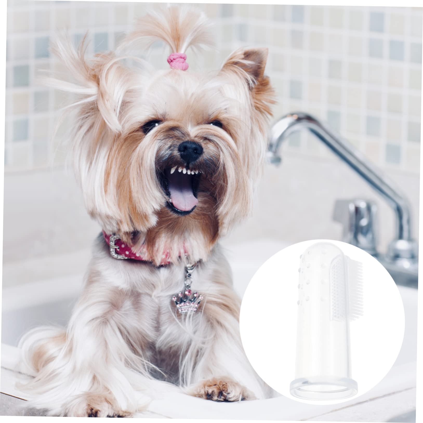 FONDOTIN Dog Toothbrush for Small Dogs Finger Toothbrush Pet Oral Massager Silicone Pet Cleaning Tools