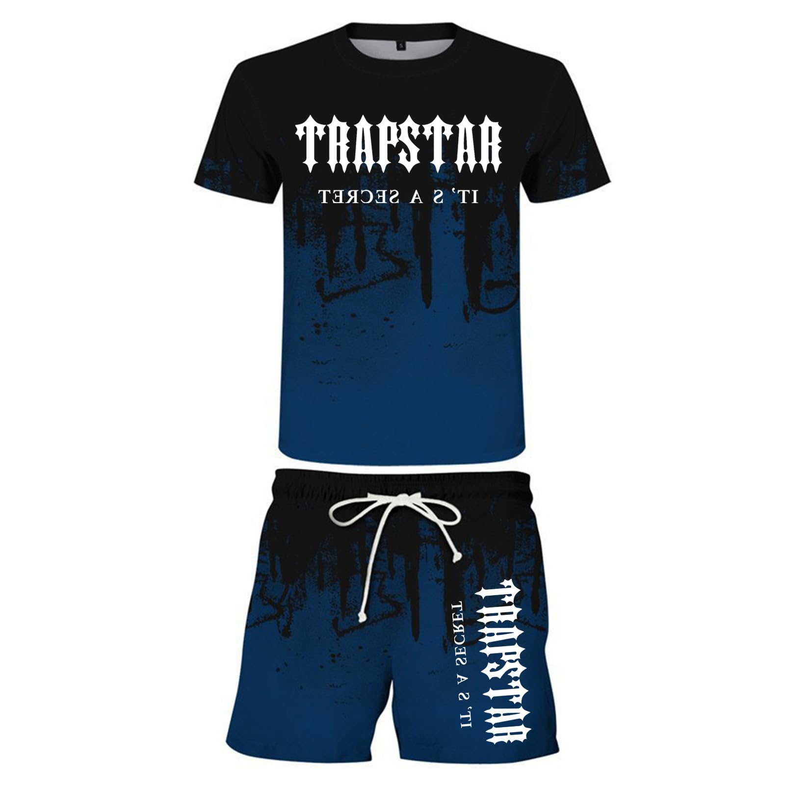 Generic Trapstar Ropa Deportiva Trapstar Transpirable 2PCS Niños Traje De Manga Corta Trapstar Pantalones Cortos Traje De Correr De Verano Camiseta Impresa Con Pantalones Cortos Traje Deportivo De Verano