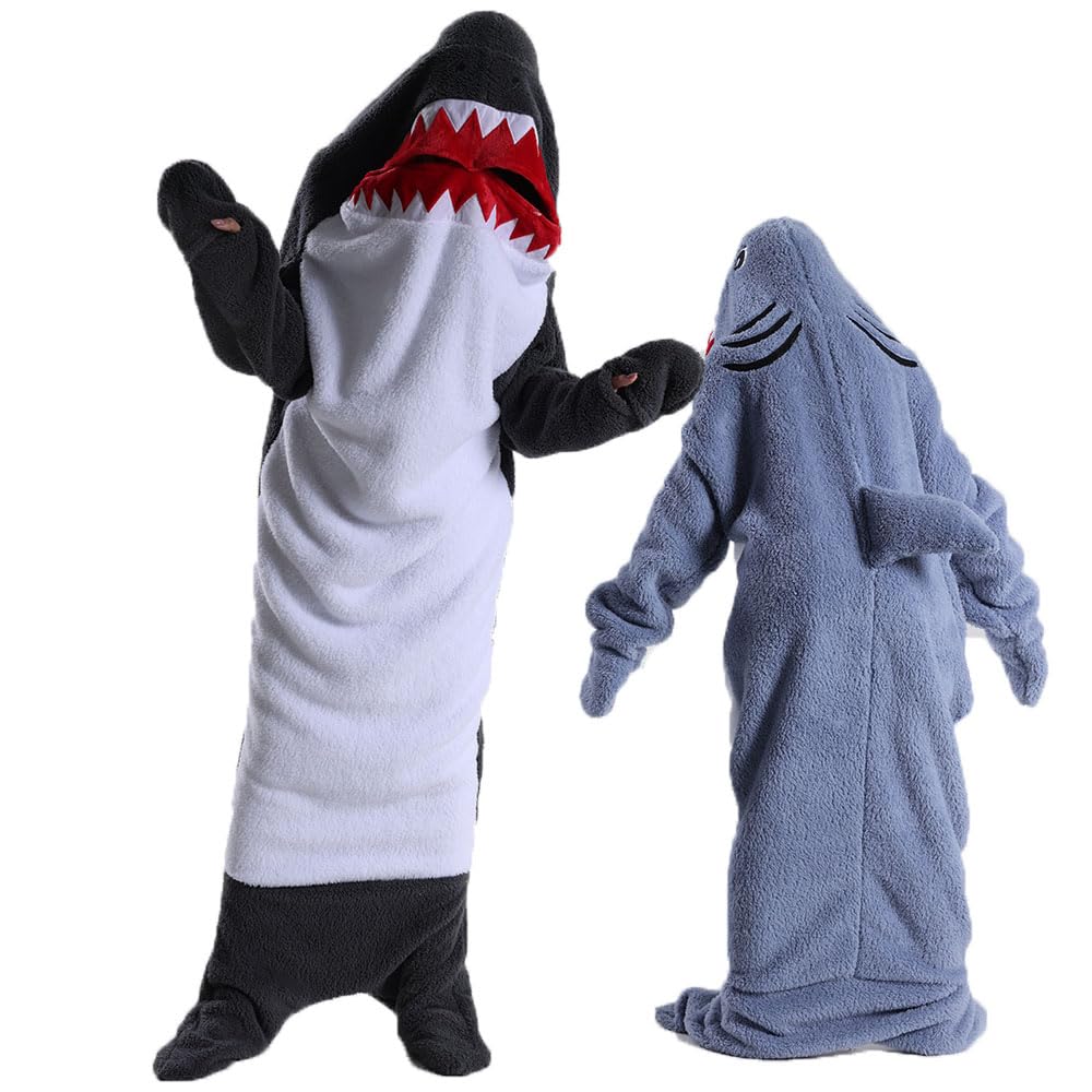 Couverture à capuche en forme de requin pour adultes, couverture super douce et confortable, sac de couchage, cosplay, couverture cadeau