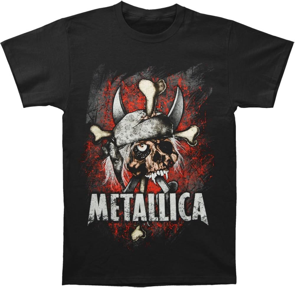 Metallica Argh Matie Pushead Pirate Skull T-shirt - Black (Large)