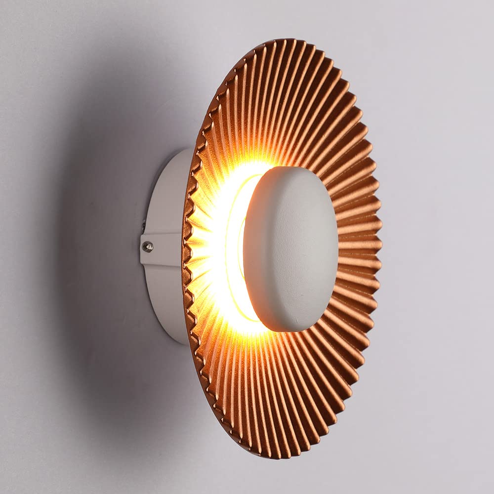 HYJAUSXB Round Modern Wall Sconce 5W Indoor Light, Wash Lights Aluminum LED Decoration Lamp for Living Room Bedroom Hallway Corridor Conservatory, Warm Light 3000K (d)