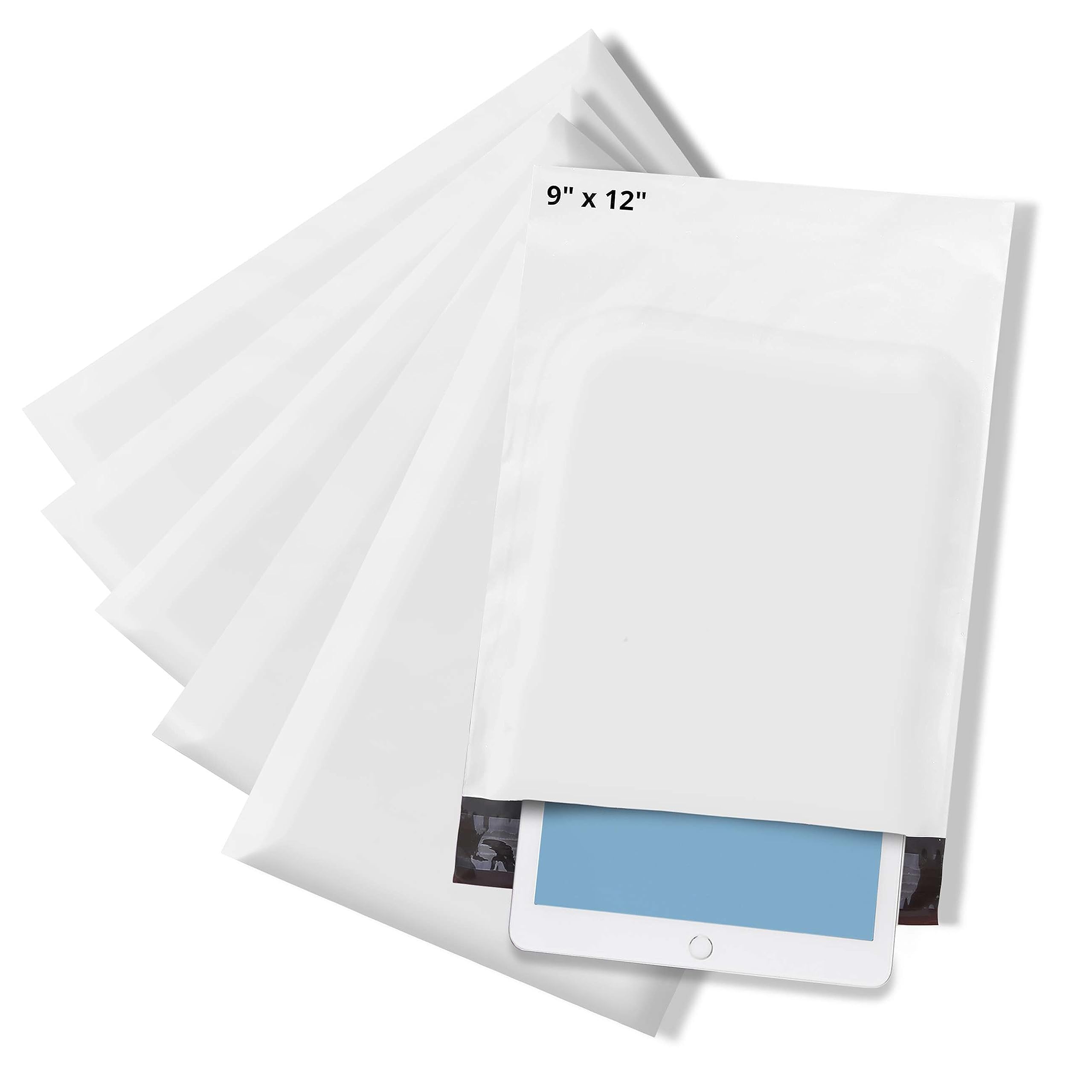 The Boxery 9x12" White Self-Seal Poly Mailer Bags – 1000 Pack | Waterproof, Tear-Resistant Shipping Envelopes