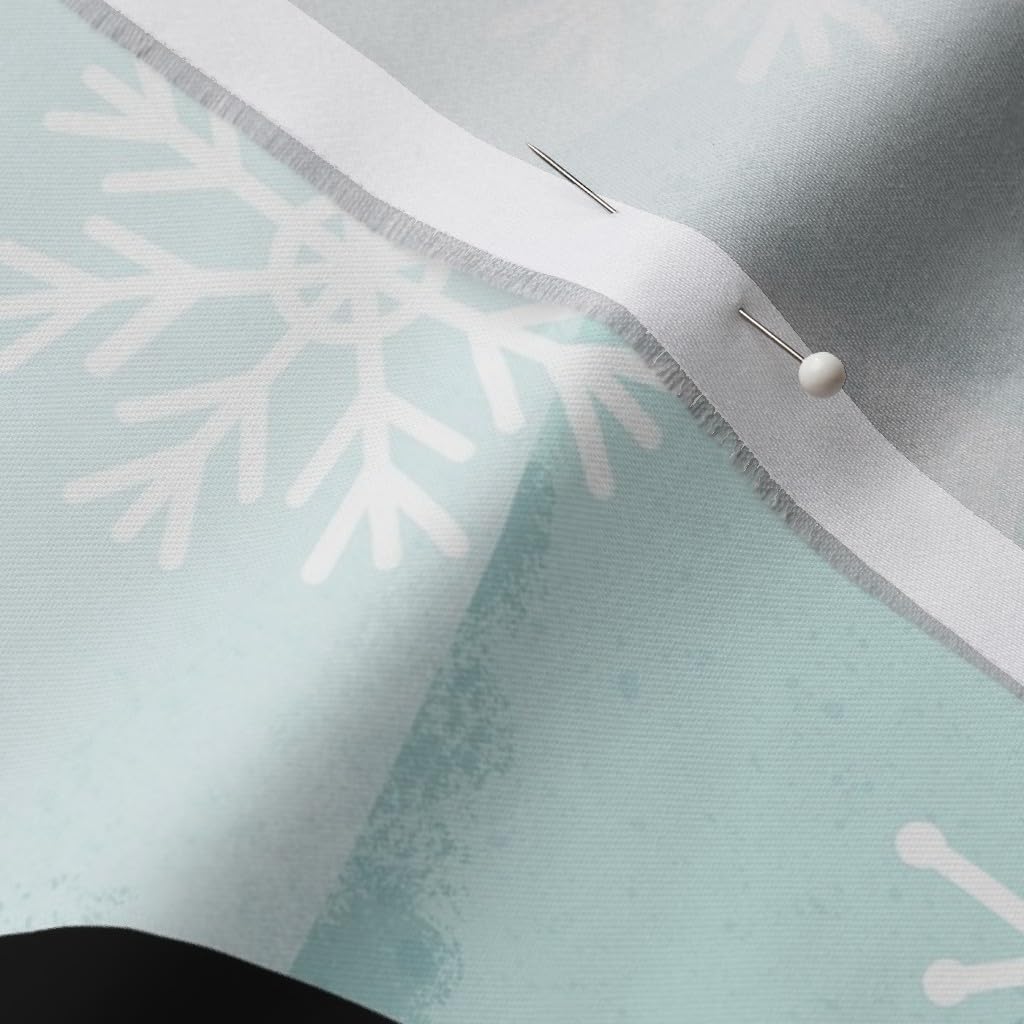 Spoonflower Fabric - Penguins and Snowflakes Winter Holiday Animals Printed on Organic Cotton Sateen Fabric by The Yard - Sewing Quilting Apparel Home Decor