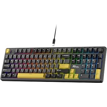 RK ROYAL KLUDGE X104 Full Size Mechanical Keyboard, Wired Creamy Gaming Keyboard with Numeric Key and Knob, 104 Keys, Linear 