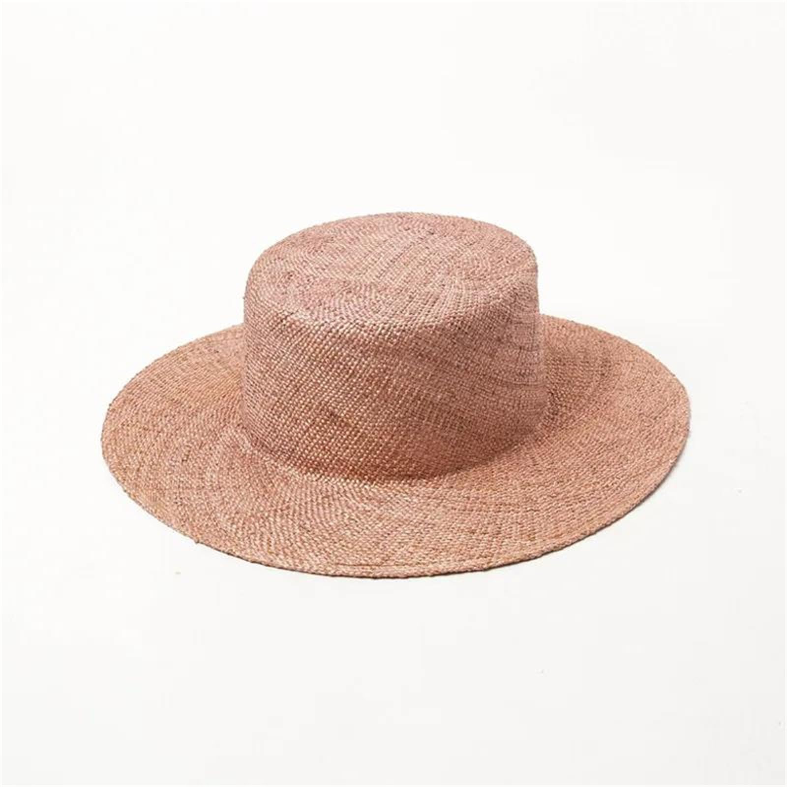 Sombrero de verano para mujer y adulto, sombrero de paja con parte superior plana, sombrero de paja para vacaciones al aire libre, sombreros de playa