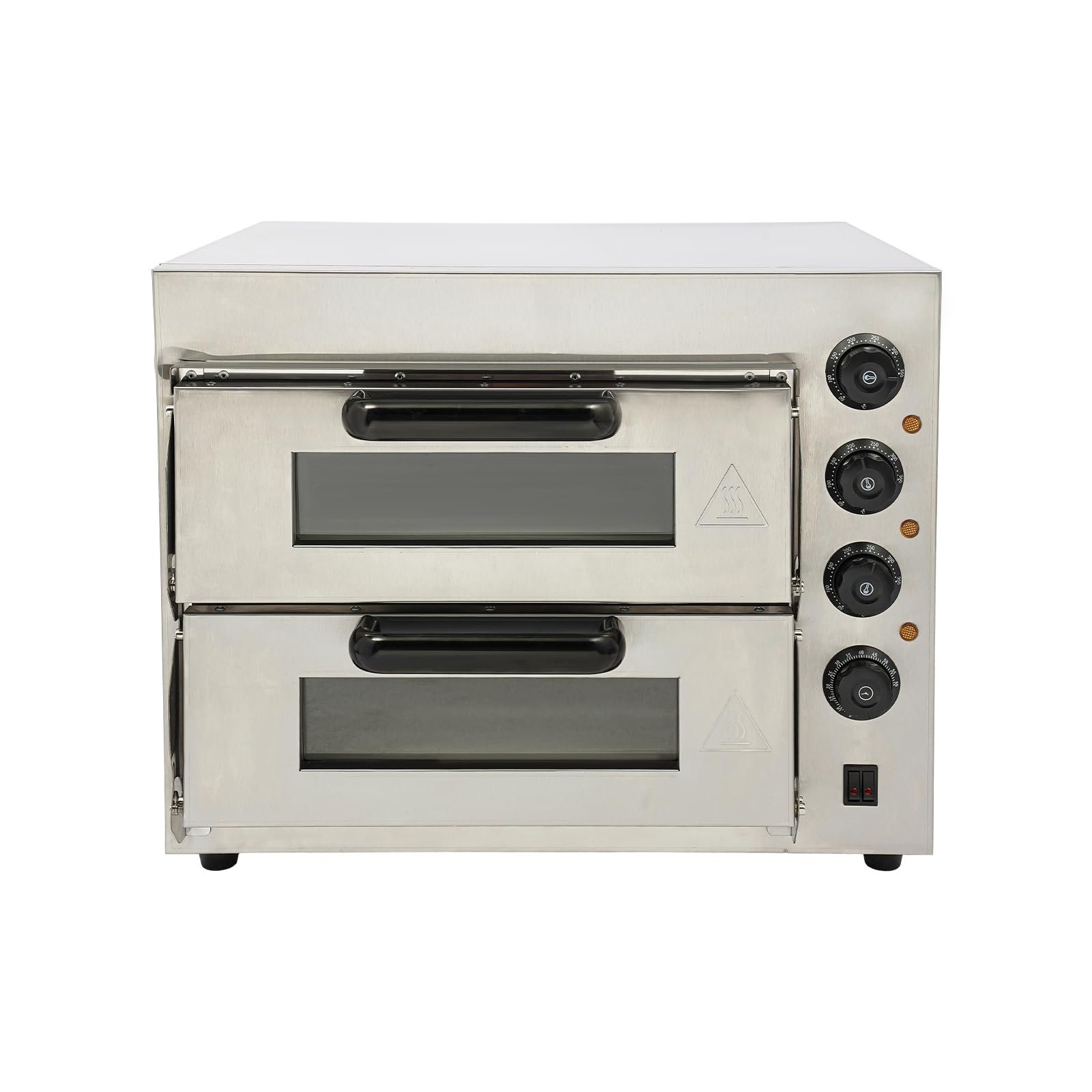 Forno per pizza, 3000 W, doppio piano, in acciaio inox, regolazione della