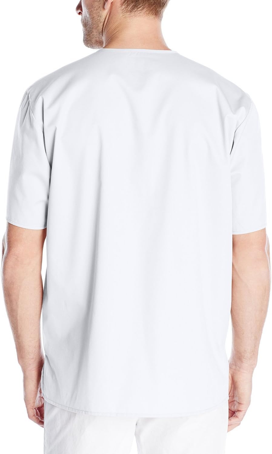 Wink WonderWORK Men's V-Neck Scrub Top, White, S