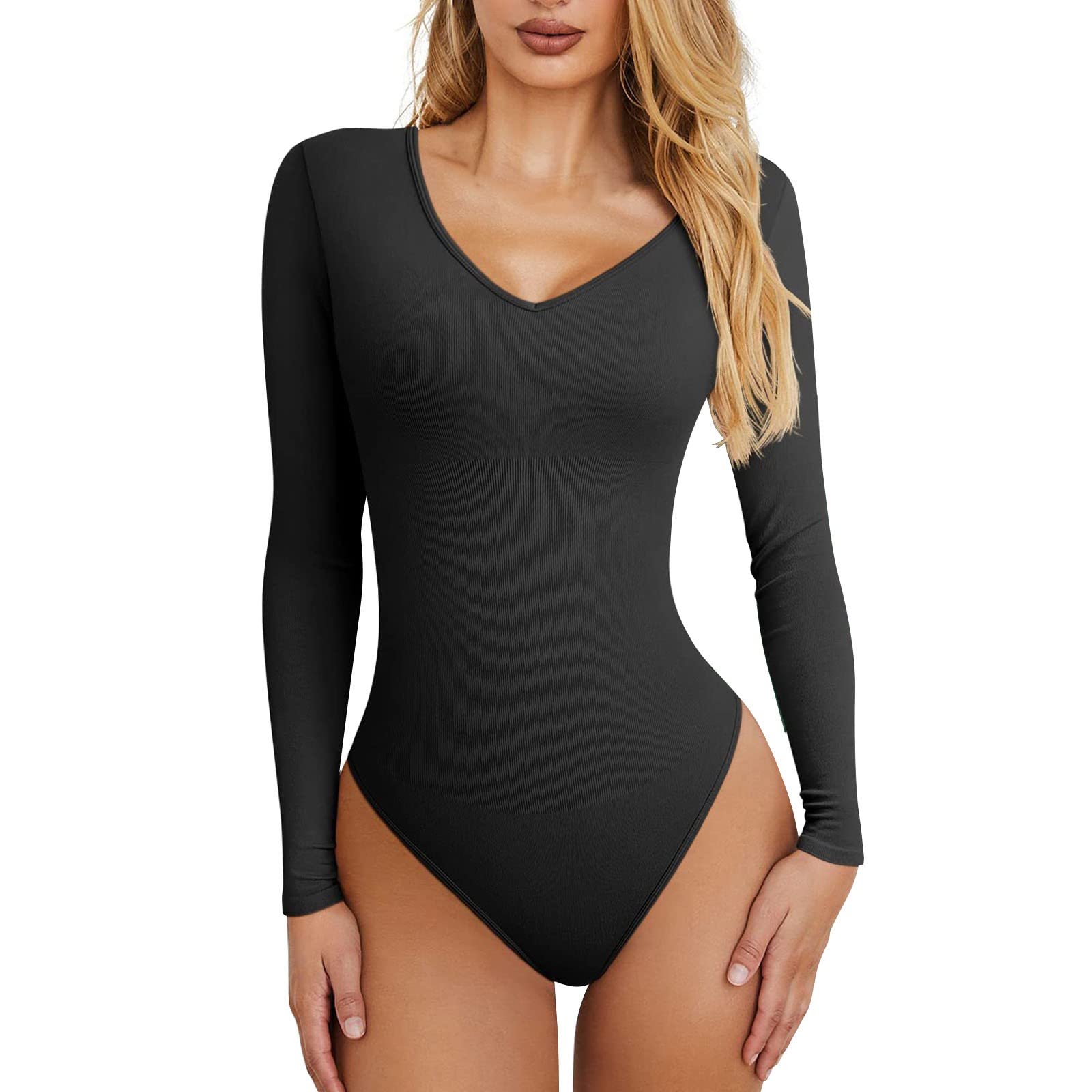 Body Shaper Damen Shapewear Miederbody Butt Lifting Bodysuit formend Langarm Weich Bauchweg Vielseitig Atmungsaktiv Komfortabel Slimming Figurformend