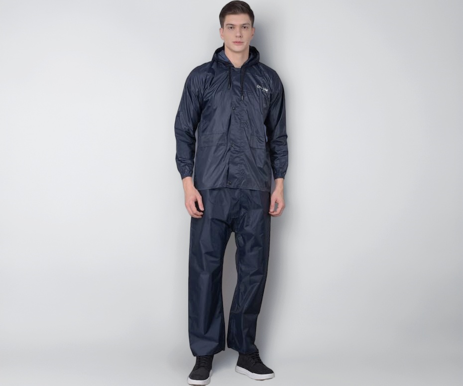 Dollar Rainguard Men's PVC Full Sleeve Solid Raincoat Set With Adjusta