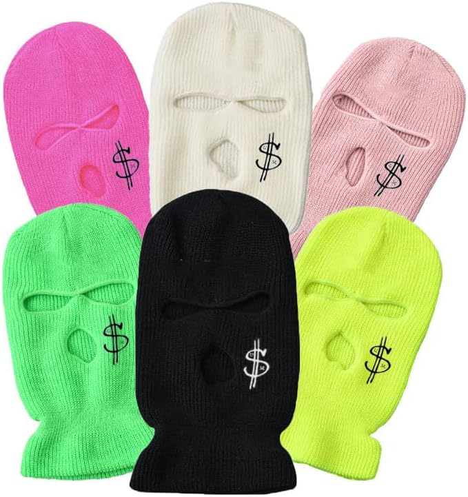 Ski Mask 3 Hole Warm Knit Balaclava Winter Full Face Mask Cover Men Women Embroidery Balaclava for Outdoor Sports - Image 3