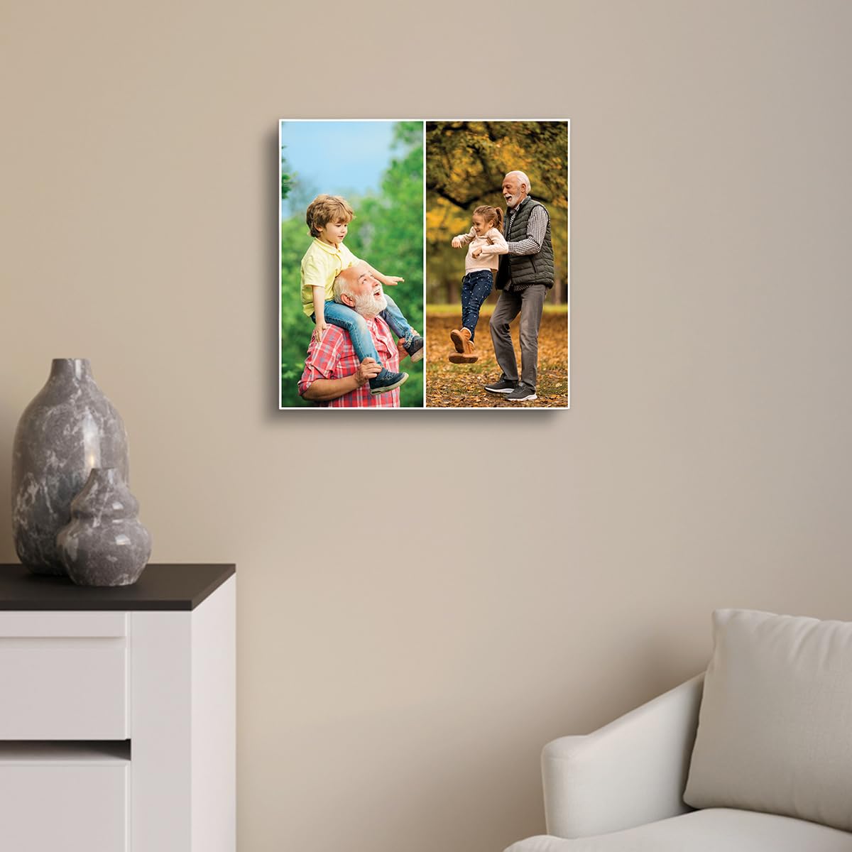 Personalised Two Photo Collage Canvas Print – Custom Photo Canvas Wall Art – Add Your Own Pictures – Gift for Anniversary, Birthday, Family, Couples, Pet Memorial – Ready to Hang