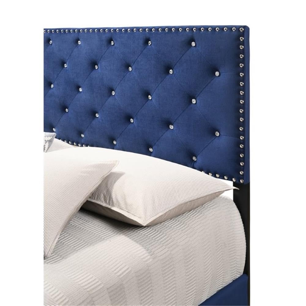Glory Furniture Suffolk Letto Matrimoniale Rivestito In Velluto Bordeaux – Testiera Imbottita Con Chiodi Cromati