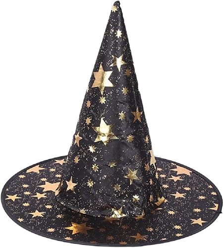 Zhzrche Sombrero de bruja para niños y niñas, sombrero de bruja de estrella para decoración de disfraces de fiesta de Halloween