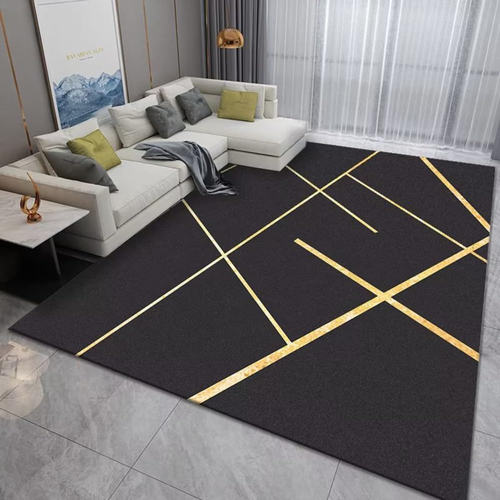 Tapis flanelle anti-froid et design géométrique pour salon moderne