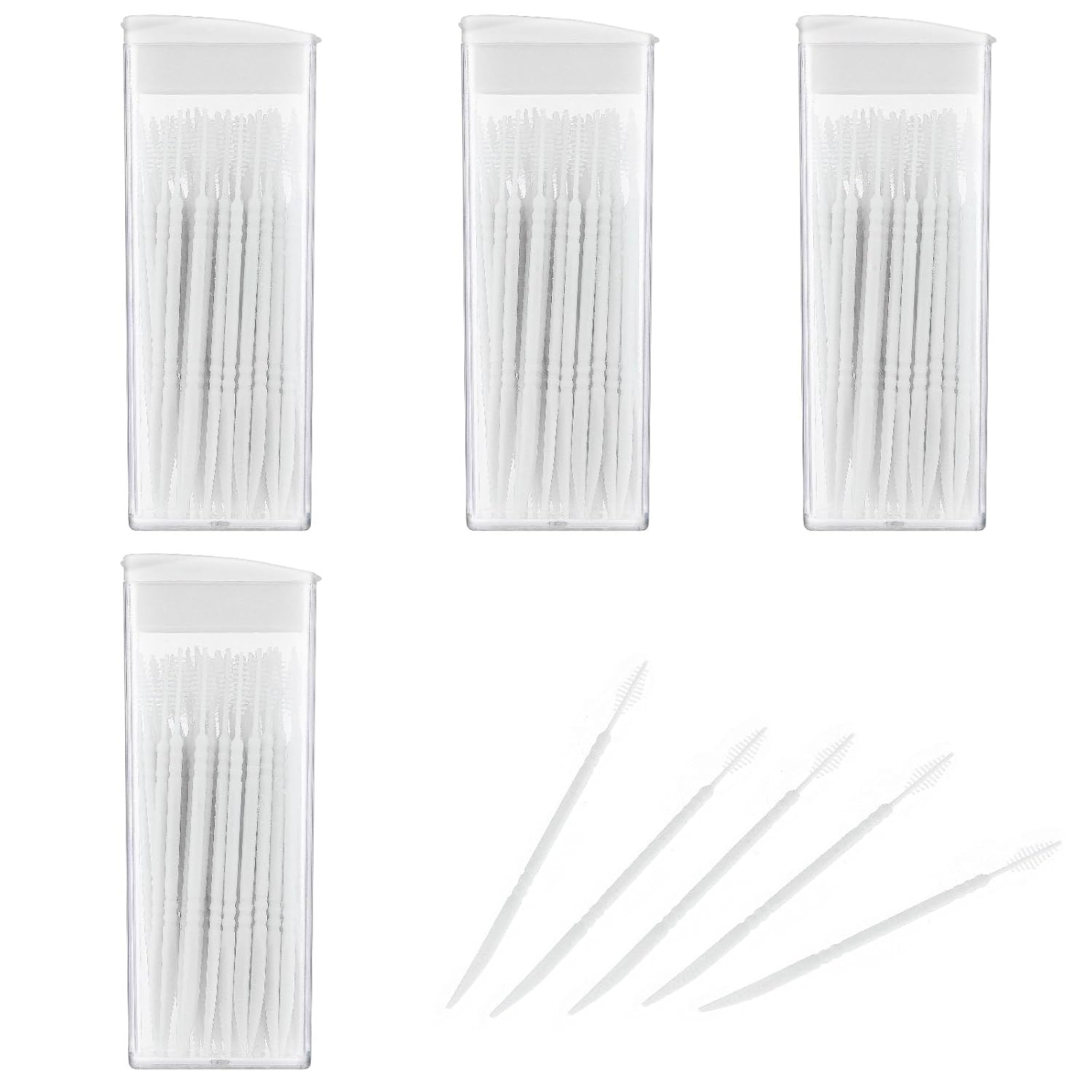 200Pcs Double Head Plastic Dental Floss Interdental Brush 2-in-1 Disposable Plastic Dental Toothpicks Braces Cleaner Brush Oral Care