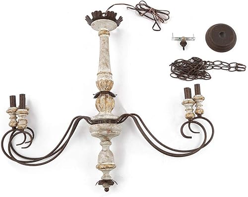 Miniatura 8 de LALUZ Lámpara de araña de granja, iluminación de campo francés para comedor, lámpara de araña elegante de 6 luces, brazos de nube en acabado de