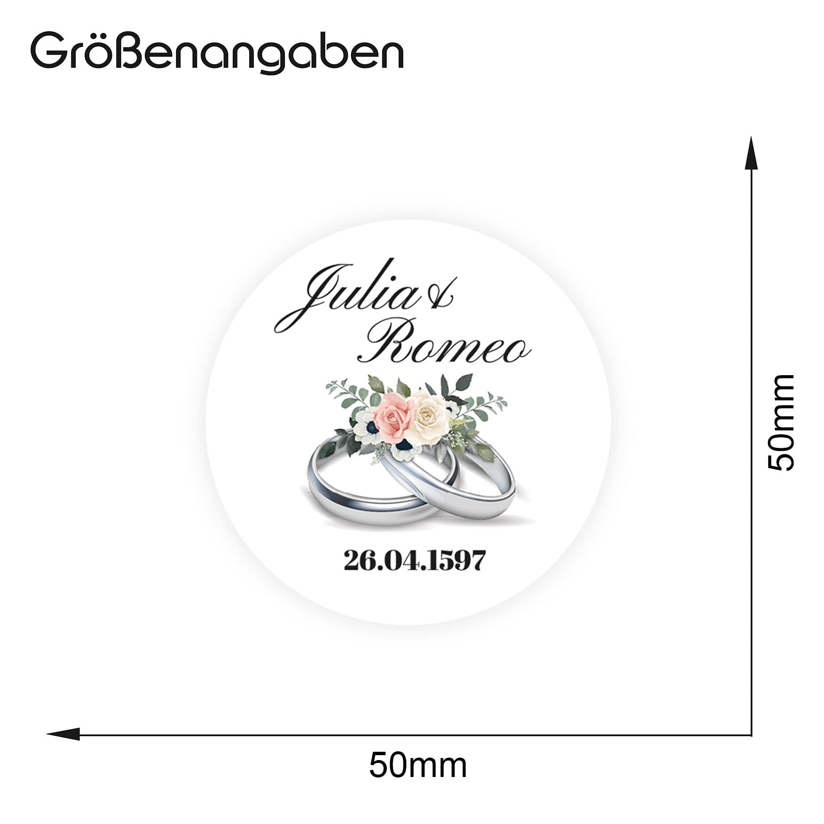 Adesivi Personalizzati Per Matrimonio - Con Nome E Data, 50 Pezzi, Per Bomboniere E Inviti