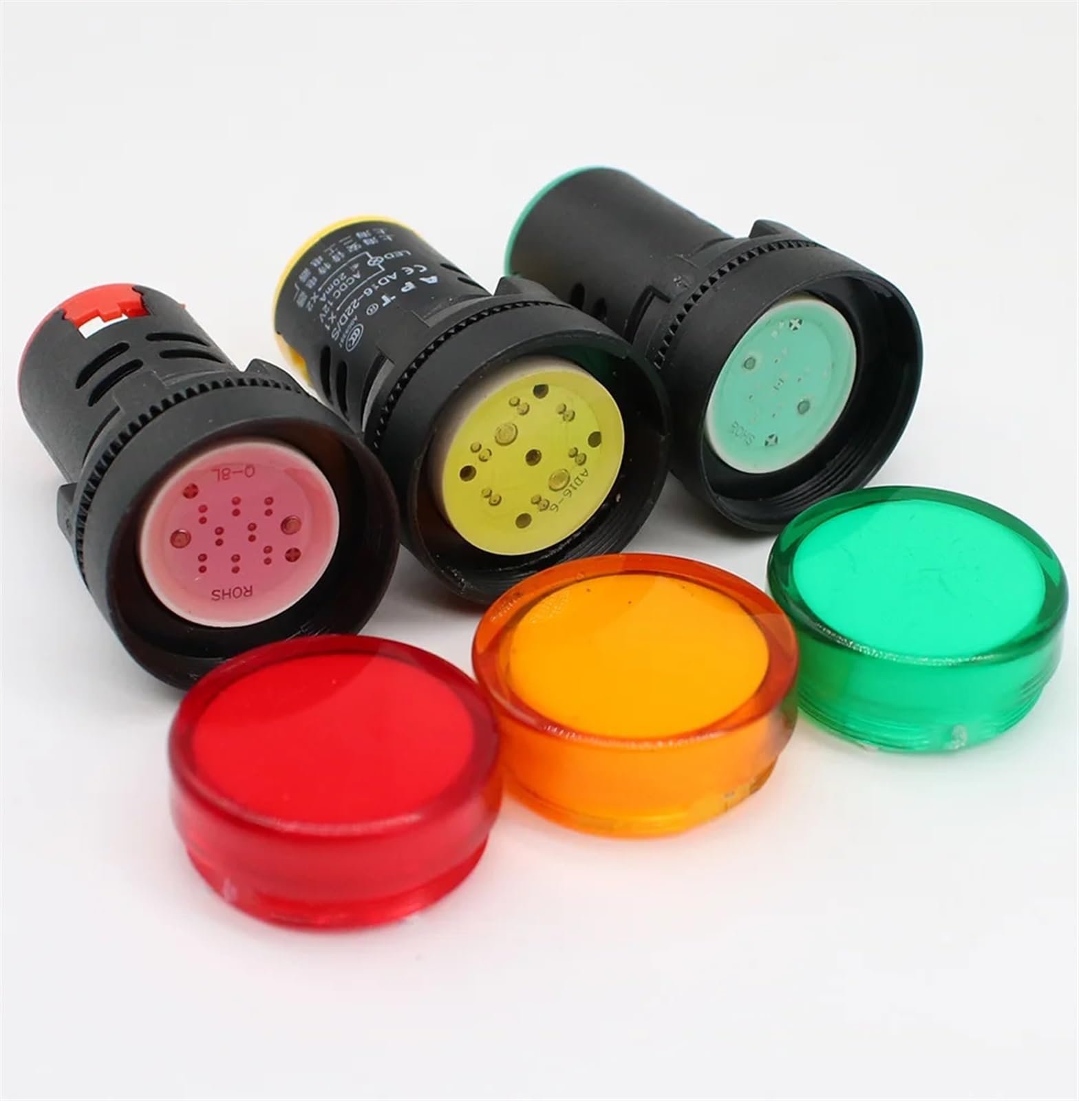 10 luces indicadoras de 22 mm, 12 V, 24 V, 220 V, 380 V, luz LED de señal piloto, AD16-22DS, lámpara de montaje en panel, multicolor, 20 mA(12V White)