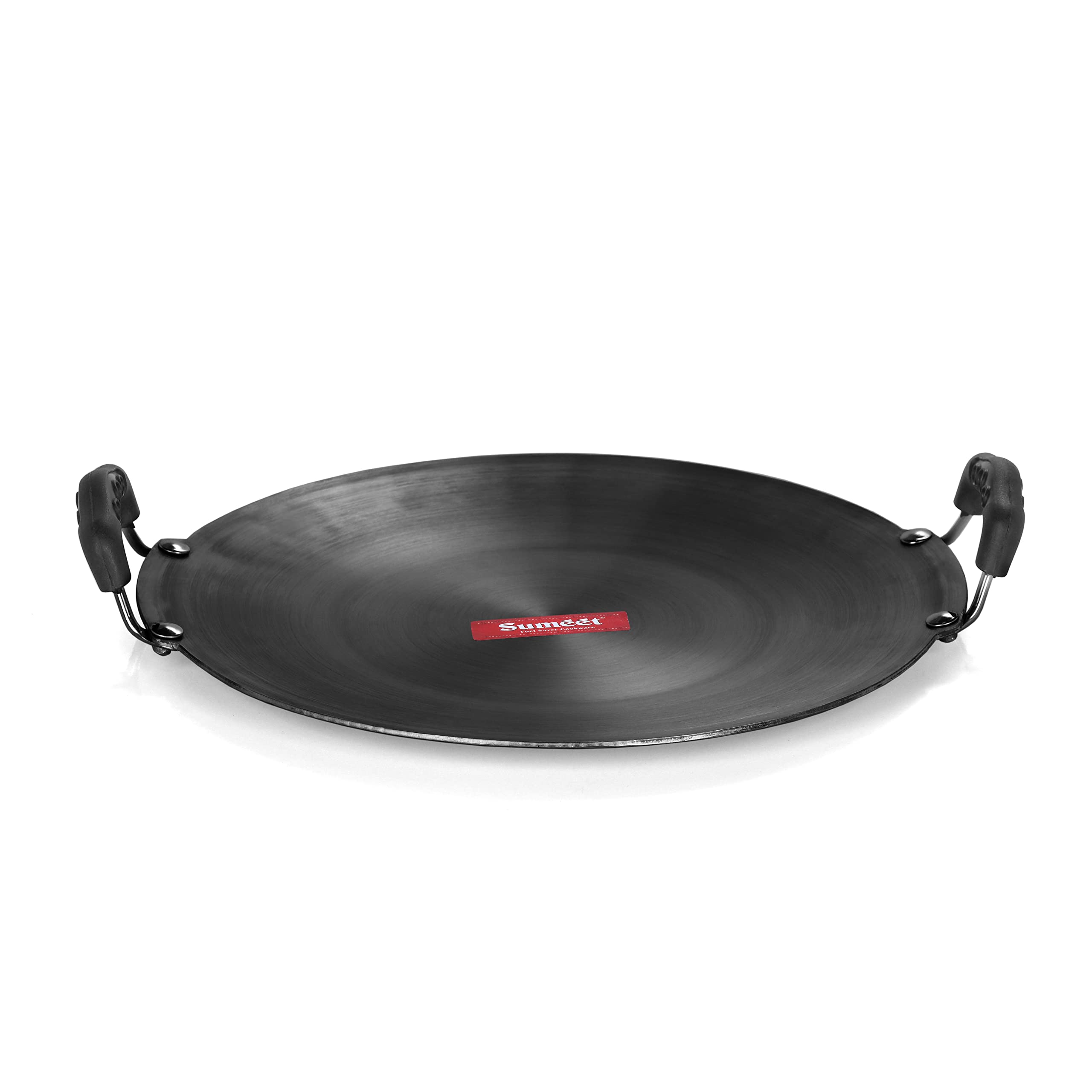 Sumeet Pre Seasoned Iron Concave Roti/Paratha Tawa 2.5mm Thick (Double Side Handle) 31.5 CM
