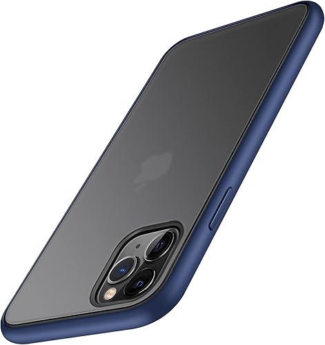 TENDLIN Funda compatible con iPhone 11 Pro Max, translúcida mate, parte trasera dura con parachoques de silicona suave, cómoda funda (azul)
