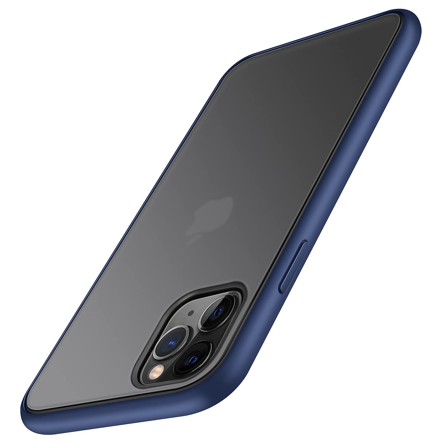 TENDLIN Compatible with iPhone 11 Pro Case Translucent Matte Hard Back with Soft Silicone Bumper Comfortable Case (Blue)