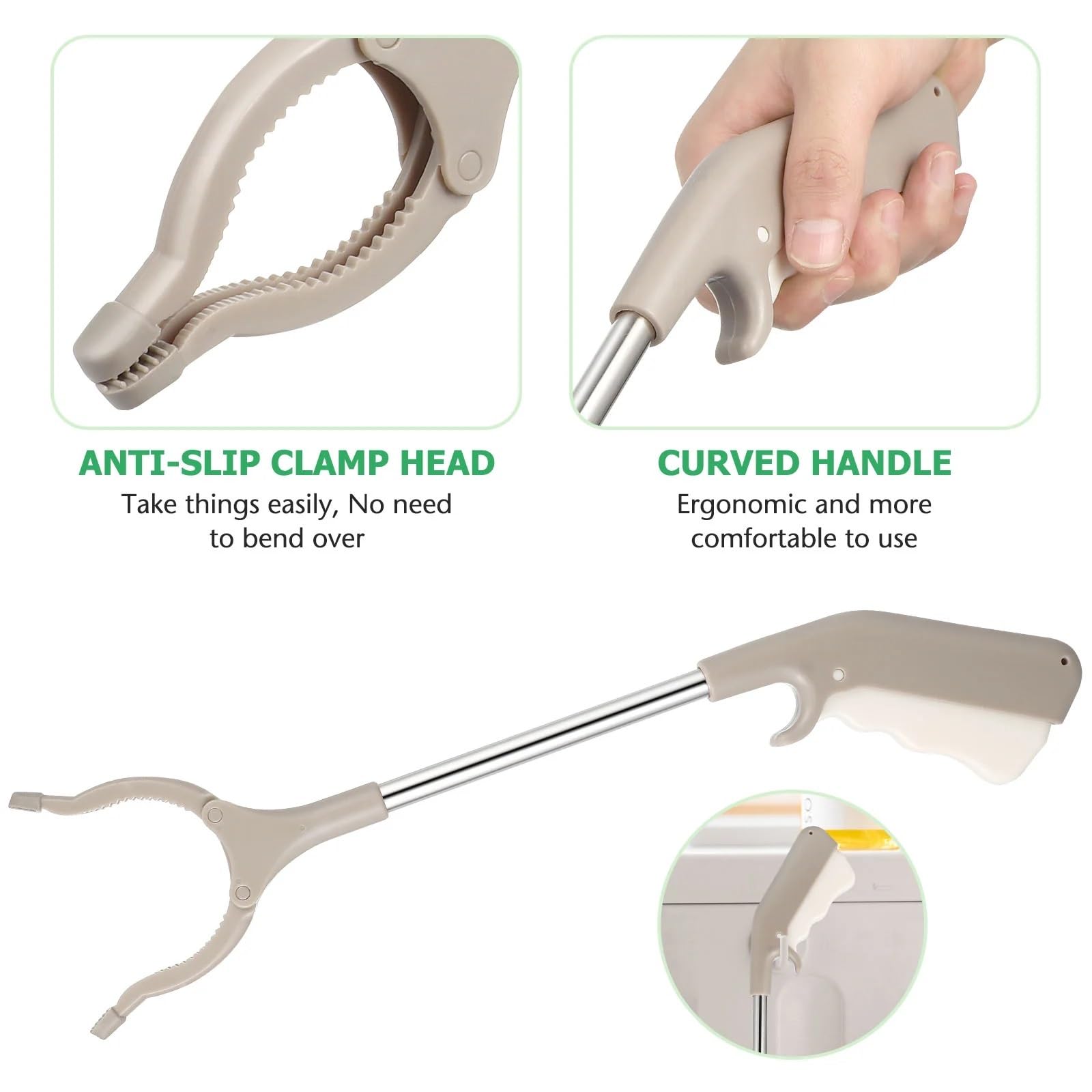 3 Pezzi Reacher Grabber Strumento Trash Claw con Manico Pick Up Stick Lettiera Picker Morsetto Facile da Tenere in Mano Accessorio for la Pulizia dei rifiuti per Raccogliere Rifiuti