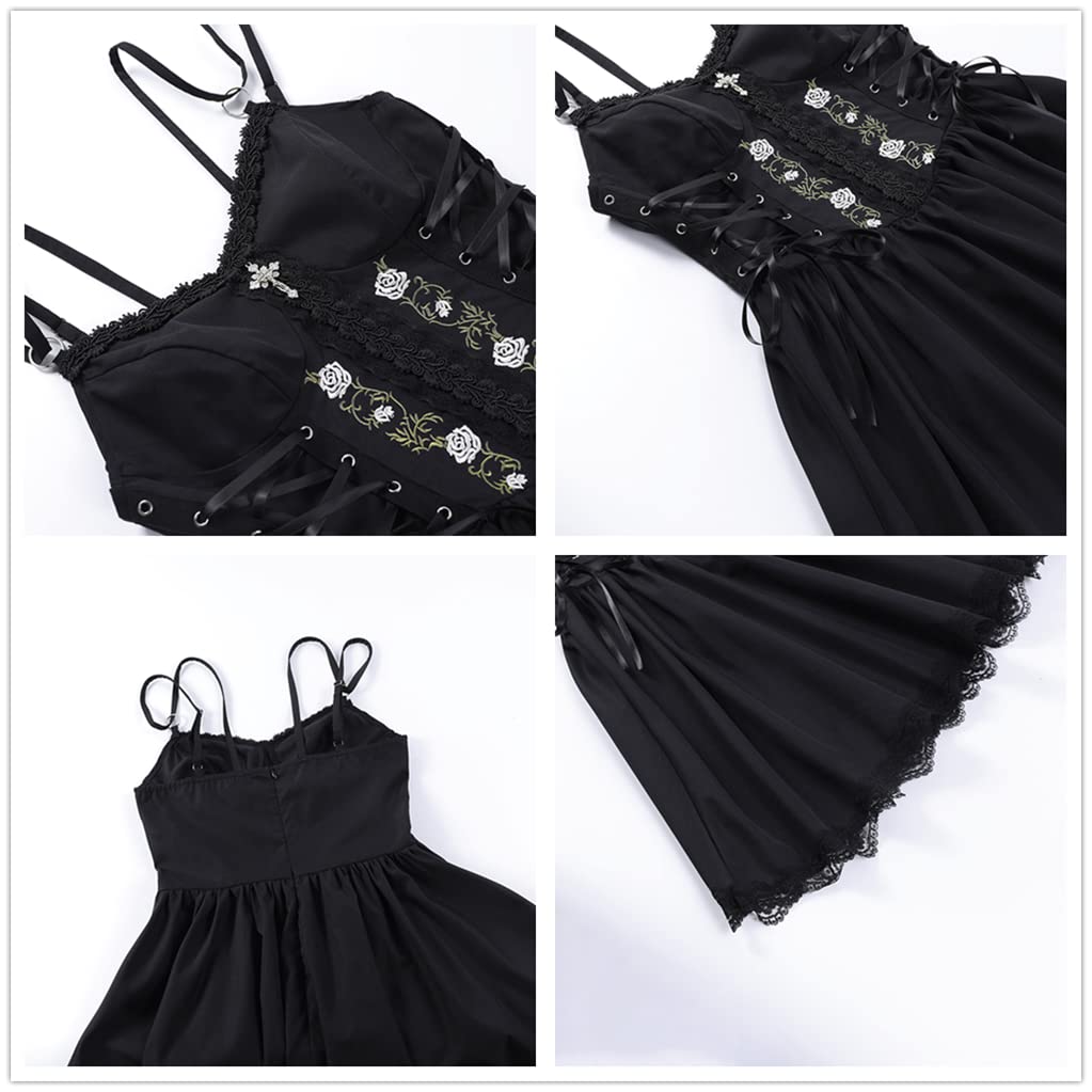 Goth Dress for Teen Girls Juniors Or Women for Cocktail Evening Party: Medium Black 9