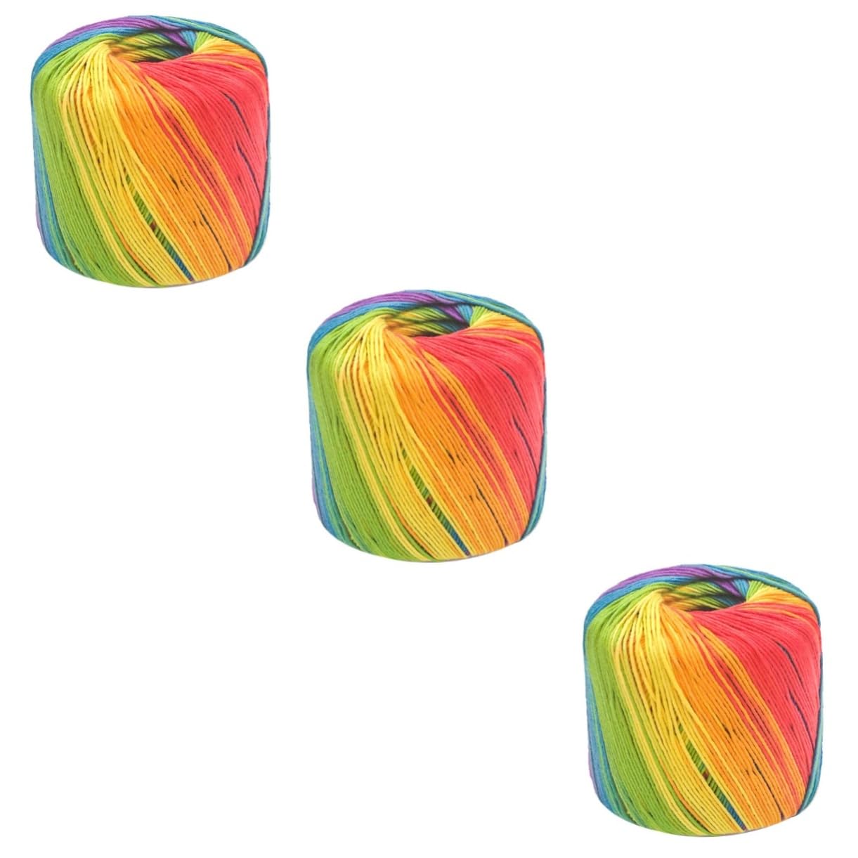 Lurrose 3rotoli Filo Cotone Sfumato Per Uncinetto e Maglieria Materiale Per Creazioni Artigianali Per Sciarpe Cappelli e Accessori Rainbow