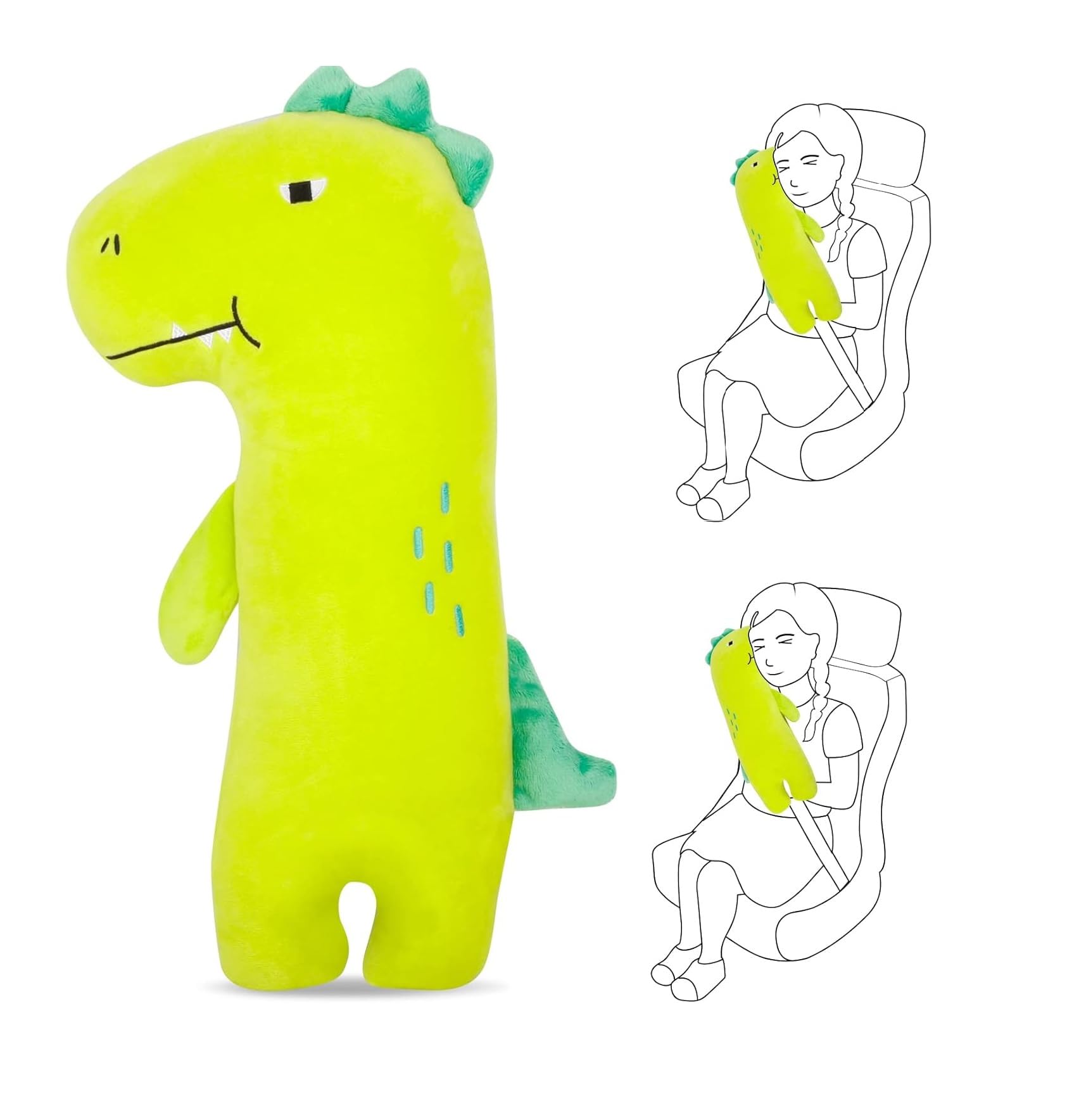 TMT-Kid Car Sleeping Head Support, Car Headrest Pillow for Kids, Baby Toddler Travel Pillows, Adults and Children Neck Rest Pillow for Long-Distance Travel (Dinosaur Seat Belt)-image-29