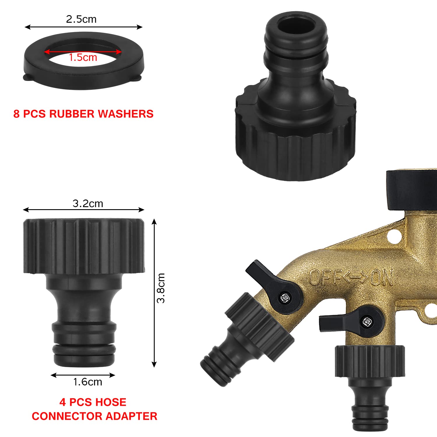3-Wege Wasserhahn-Verteiler Aus Messing – Mit 2 Separaten Ventilen, 3/4" Anschluss Für Garten, Waschmaschine & Mehr