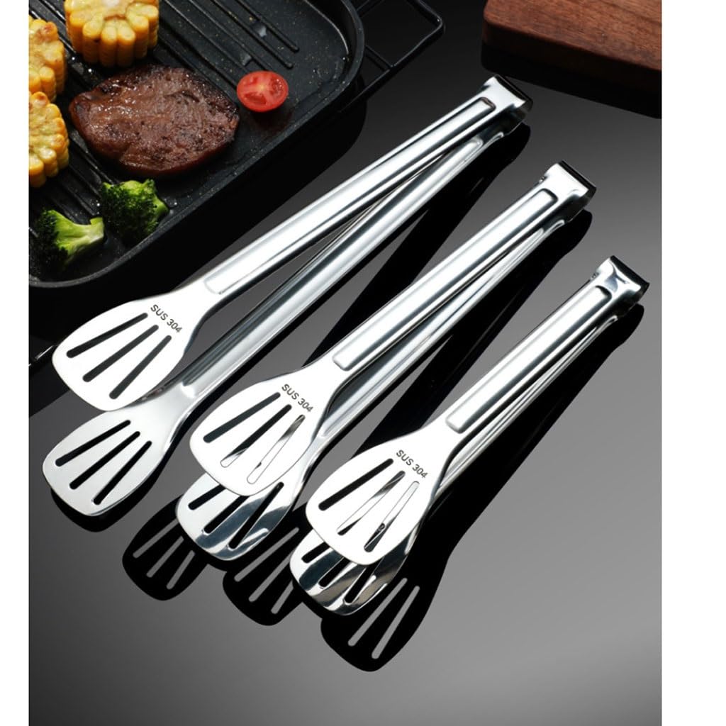 Pinzas de barbacoa de acero inoxidable resistentes para cocina y parrilla con cerradura para cocinar, picnic, camping, uso multiusos