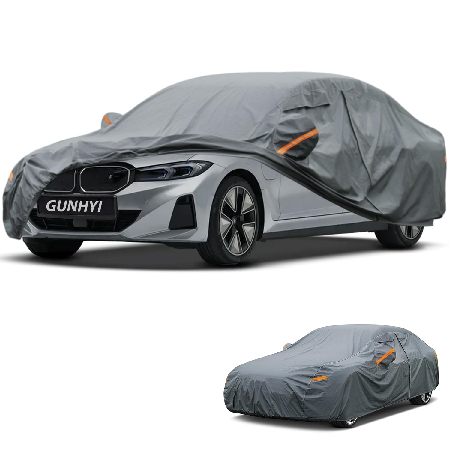 GUNHYI Premium Car Cover Custom Fit BMW i3 Sedan, 16 Layers Heavy Duty Car Cover Waterproof All Weather with Zipper Door for Sun Rain Snow Dust Uv Protection