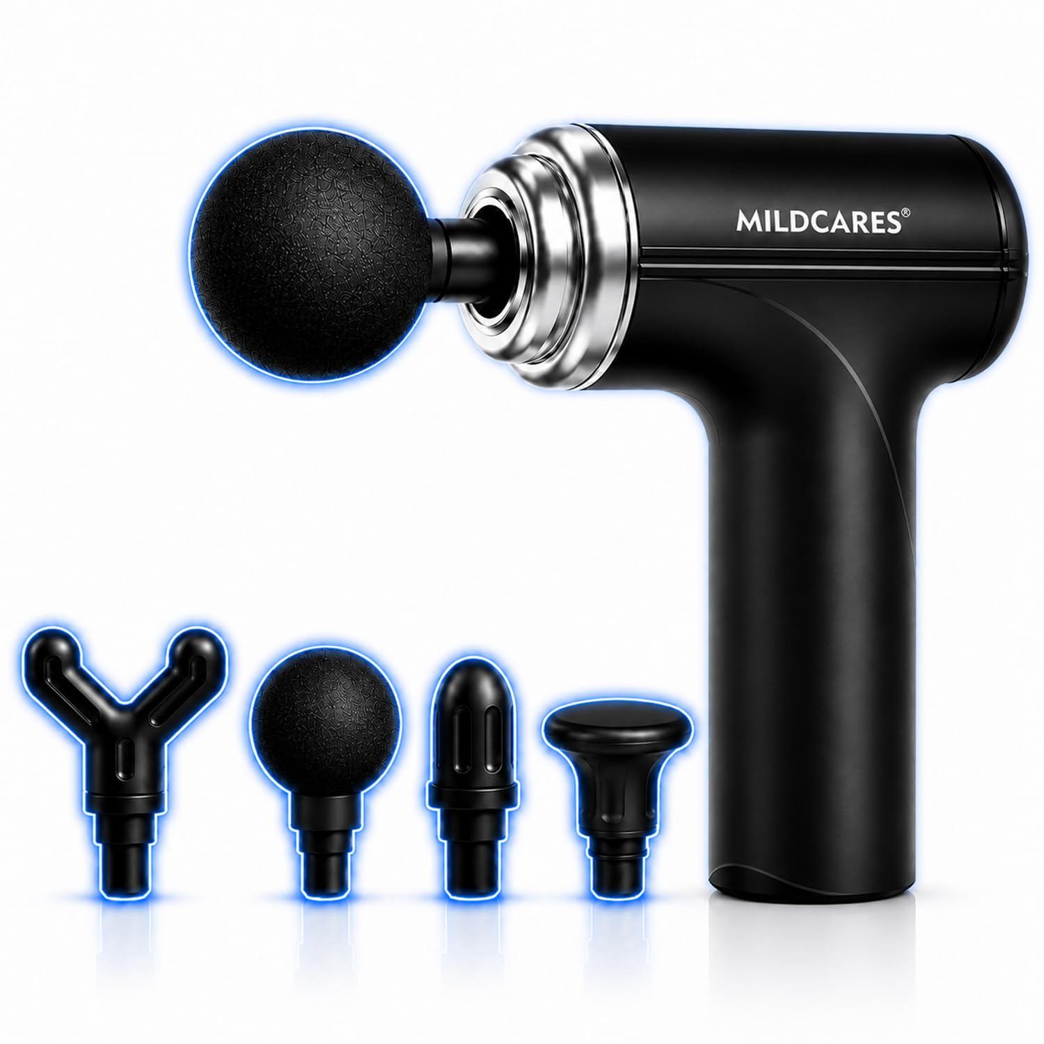 Mildcares M1 Full Body Massager Gun for Pain Relief | Deep Tissue Therapy | 6-Speed Settings, 4 Heads, Rechargeable Silent Motor – Electric Massager for Pain Relief Massager (Black)-image-22