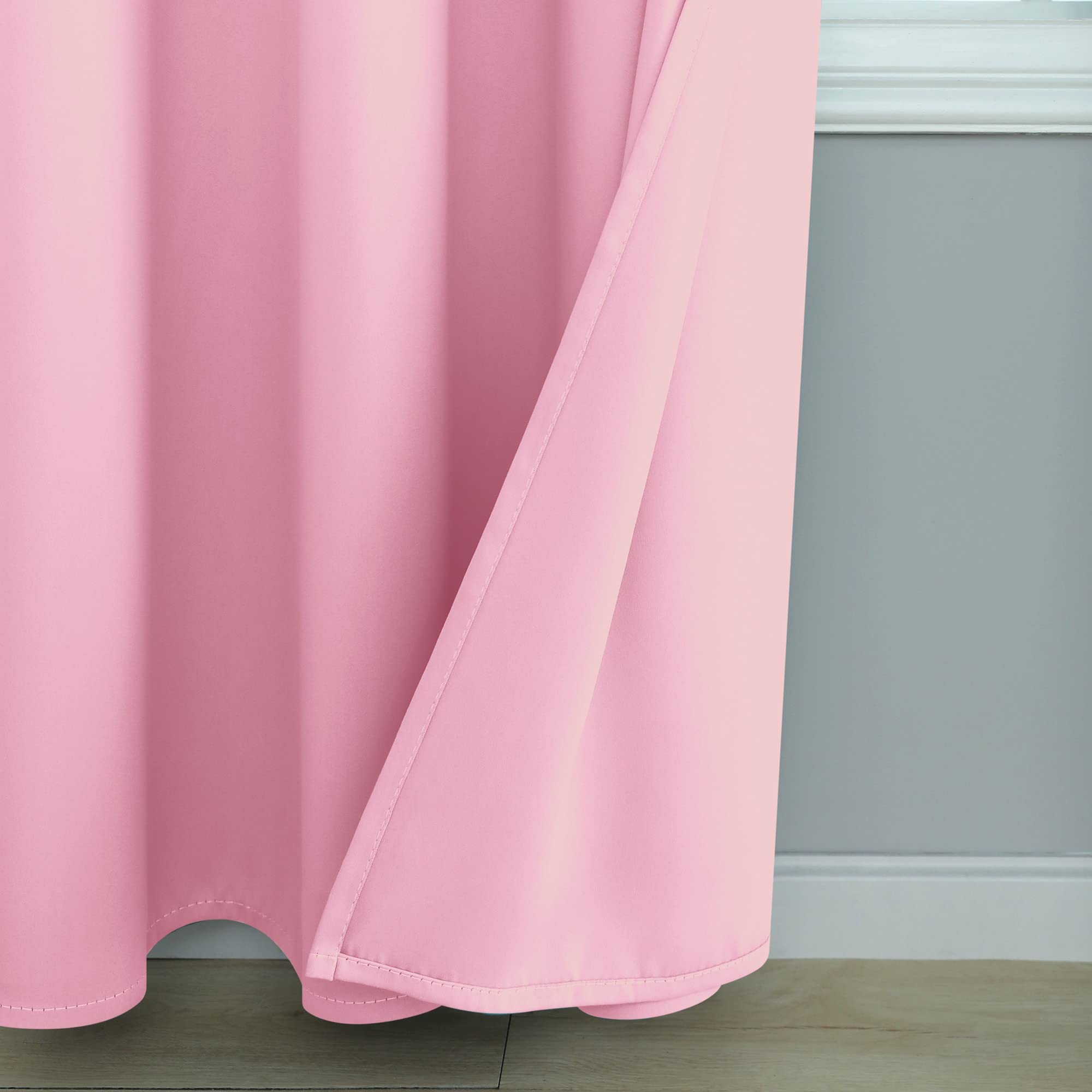Mrs.Naturall Baby Pink Blackout Curtains for Nursery Bedroom,Thermal Insulated Block Heat Light Blocking Room Darkening Window Curtain for Girls Bedroom Kids,63 Inch Length 2 Panels - Image 4
