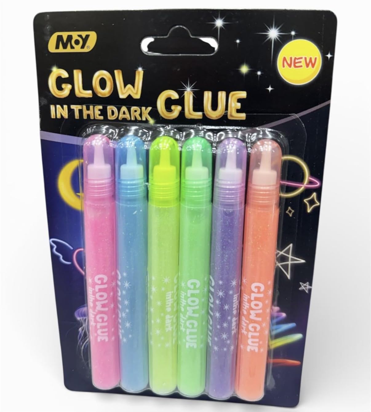 Levin Glow in the Dark Glitter Water Glue – Fast-Drying, Water-Based Glitter Glue for Kids & Crafts Color Drawing Glitter Works on Paper, Fabric, Cardboard & More Multicolor 6pc 15ml-image-41